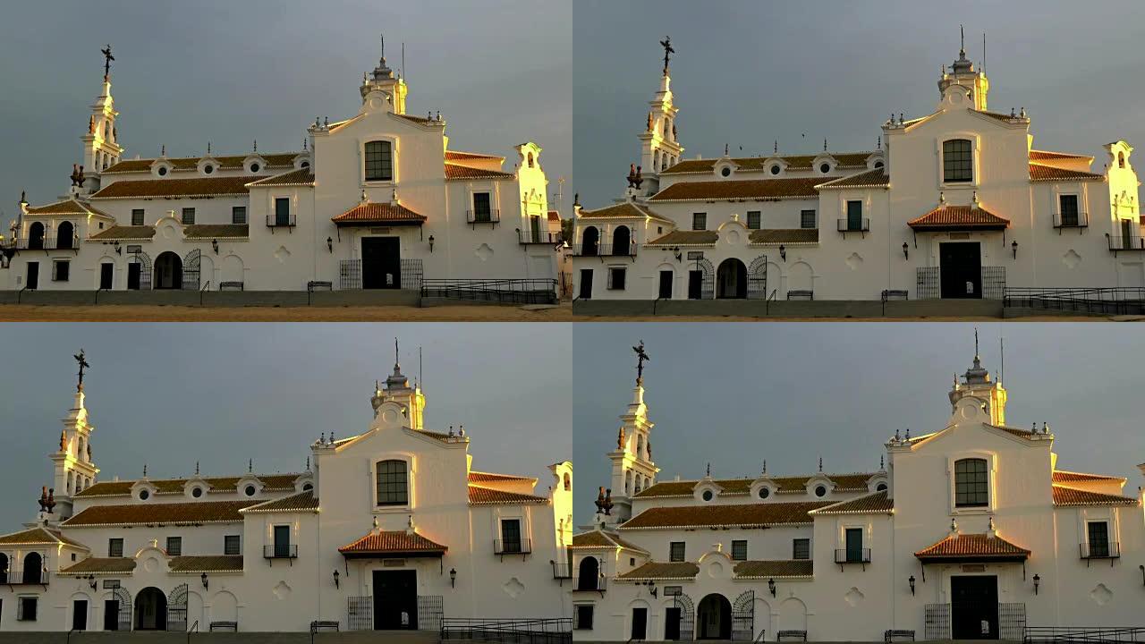 放大西班牙安达卢西亚埃尔罗西奥教堂。