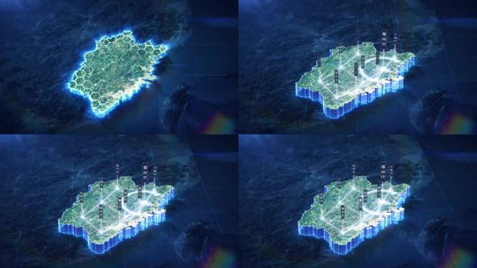 【AE模板】科技暗调三维卫星地图 福建省