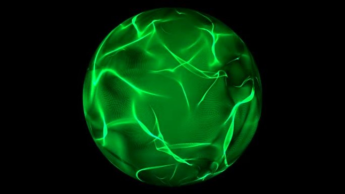 透明背景上的绿色发光能量球