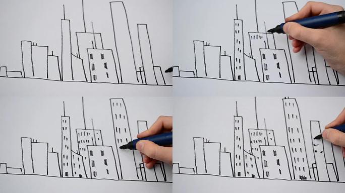 我们画摩天大楼。