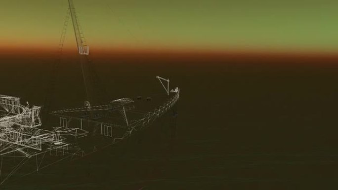 铁线架泰坦尼克号数码日落时在海上航行