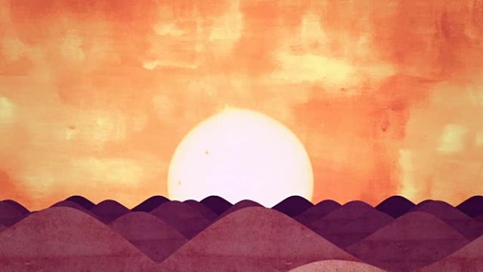 日出或日落时的沙漠沙丘动画