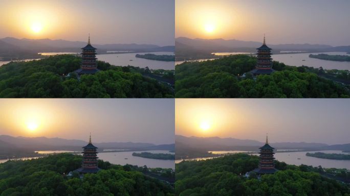 夕阳下的意境雷峰塔