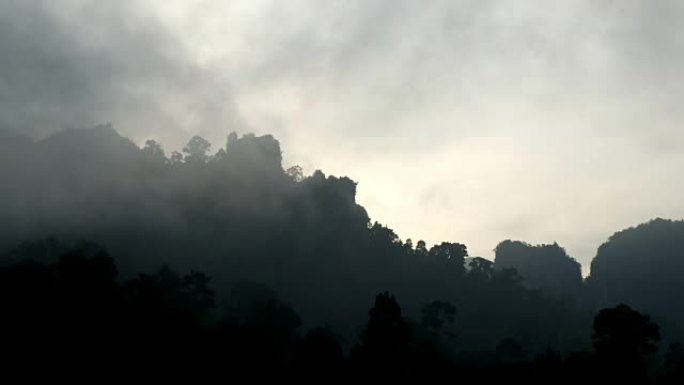 晨雾慢漂山丛林考索克泰国视频