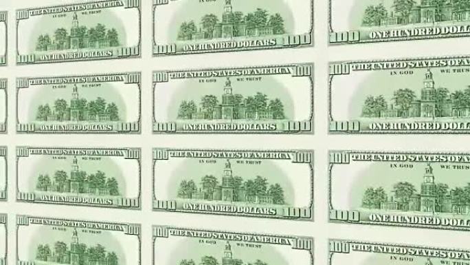 3d透视图中100美元钞票的反面