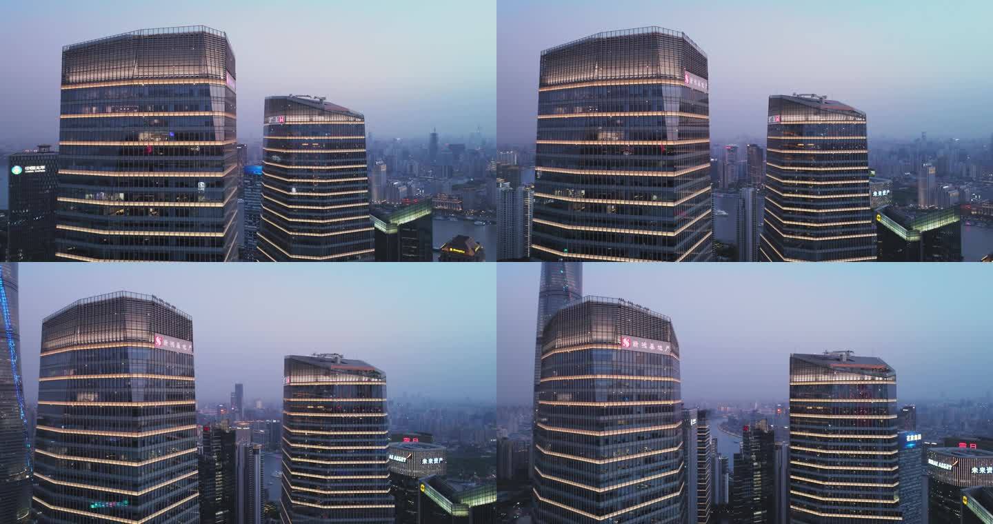 上海陆家嘴金融城航拍夜景