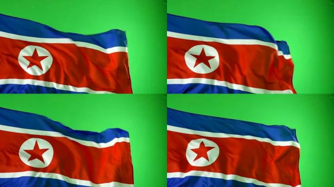绿屏上的朝鲜国旗，真实视频，而不是CGI-超级慢动作