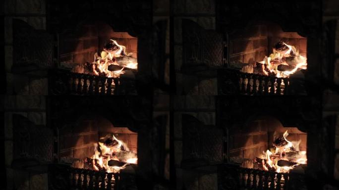 燃烧的壁炉使房屋舒适