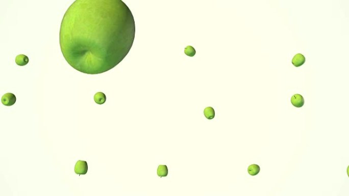 绿色的苹果流与白色的慢动作