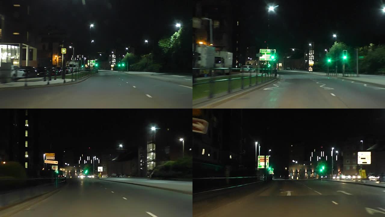 夜间驾驶交通灯