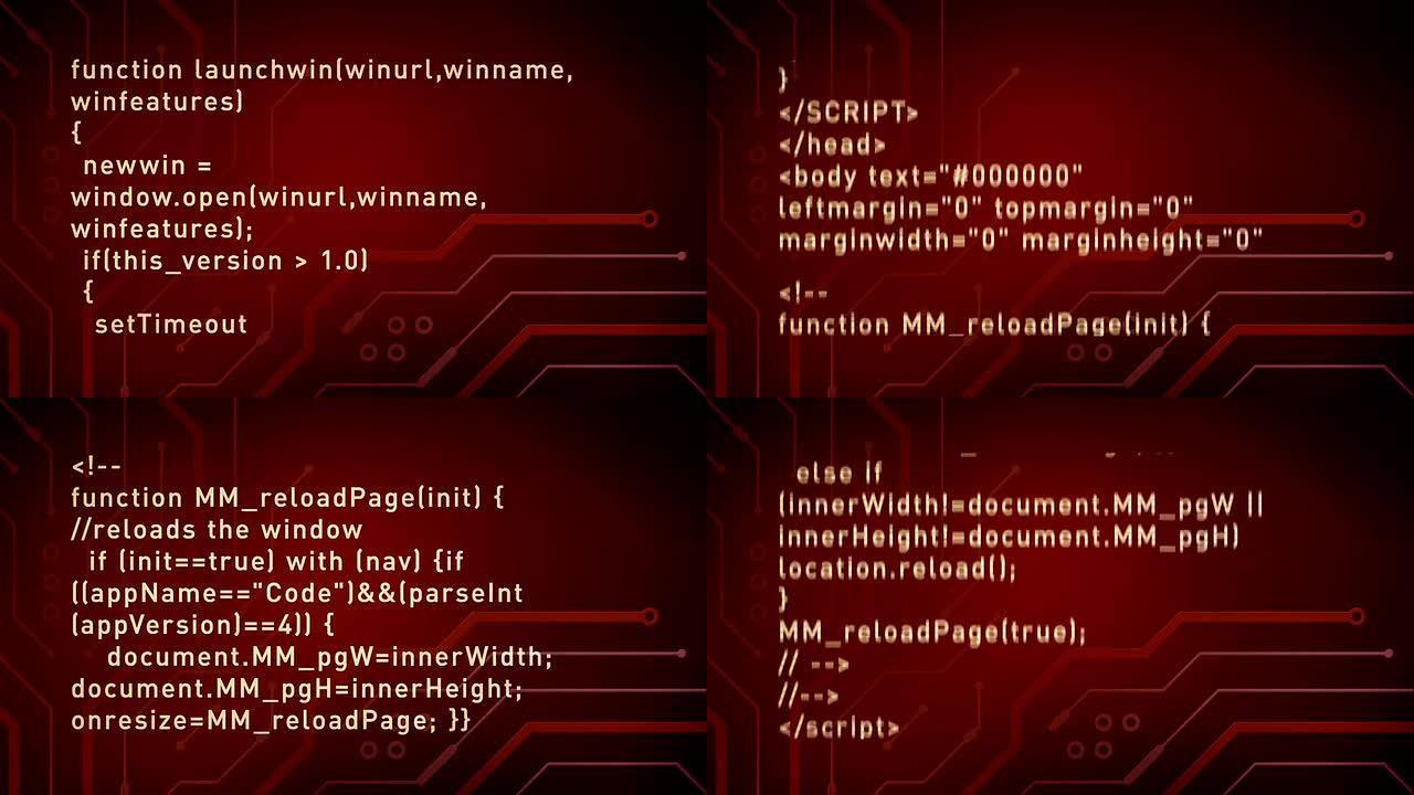 计算机代码和电路红色