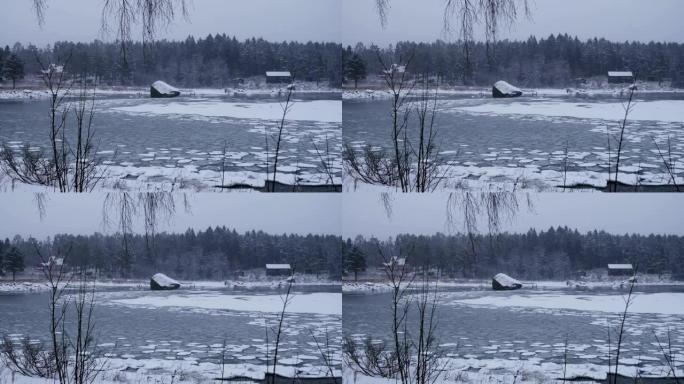 在瑞典寒冷的冬天，波罗的海结冰
