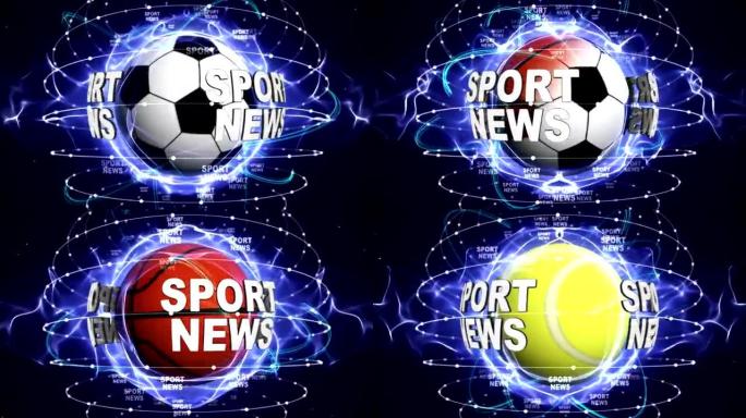 体育新闻和运动球，绿屏，背景，渲染，动画，循环