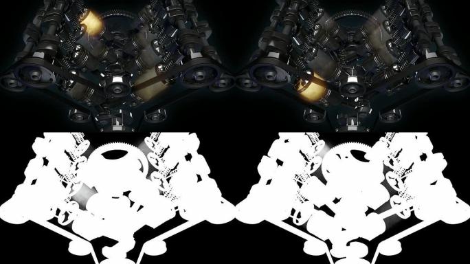 内部工作v8发动机的动画。高清