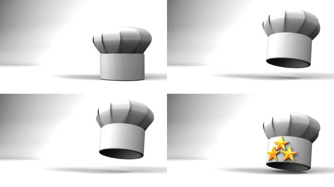 厨师帽与三颗星在白色文本空间