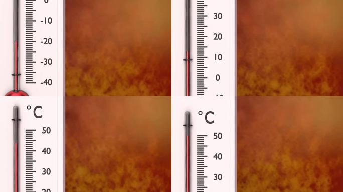 温度计显示温度以摄氏度为单位。