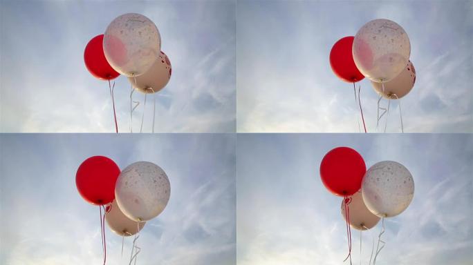 天空中的爱情气球
