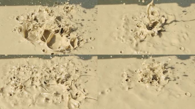 泥浆注浆混合流动丝滑浆液滴下注浆流动滴下
