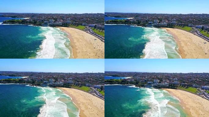 悉尼晴天邦迪海滩或邦迪湾的鸟瞰图