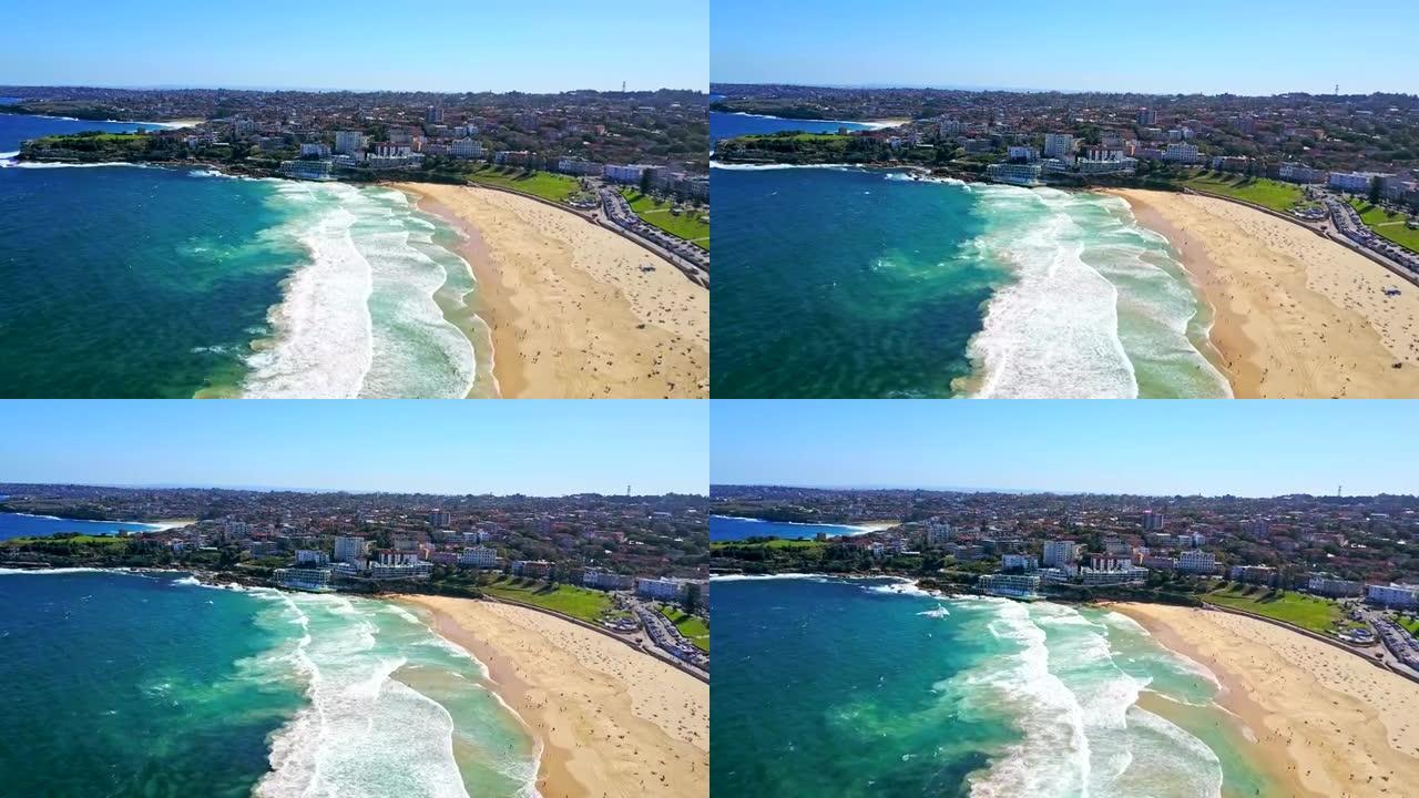 悉尼晴天邦迪海滩或邦迪湾的鸟瞰图