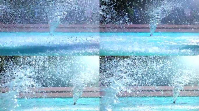 真实慢动作中喷泉喷射的两个视频