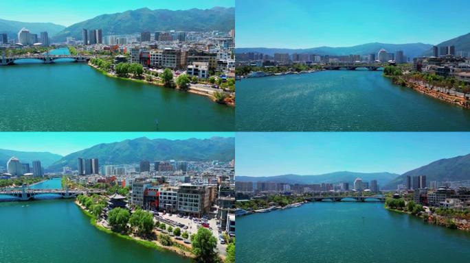 大理下关洱海兴盛桥城市风光