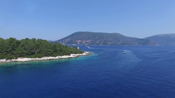 希腊岛凯法利尼亚岛的鸟瞰图