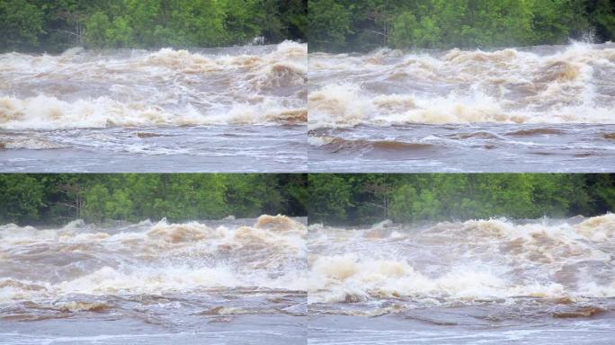 非洲赤道热带降雨后河流的强大流量