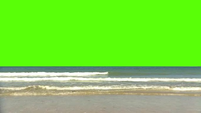 绿屏背景上有海浪的海洋