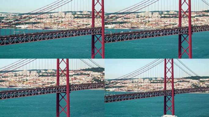 葡萄牙里斯本25德阿布里尔大桥上的交通