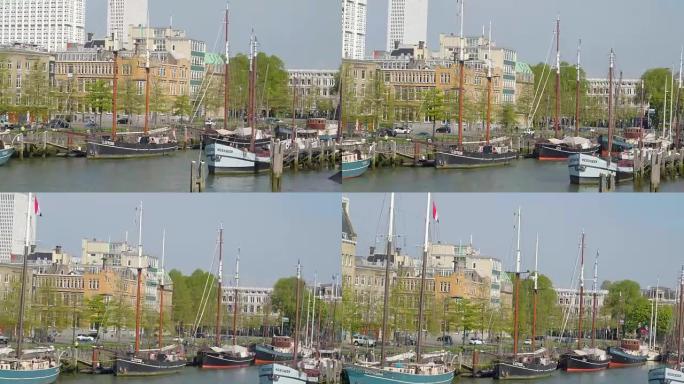 鹿特丹港的停靠帆船
