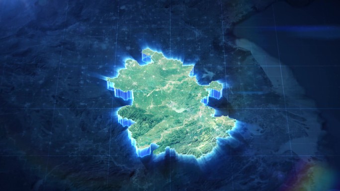 【AE模板】科技暗调三维卫星地图 安徽省