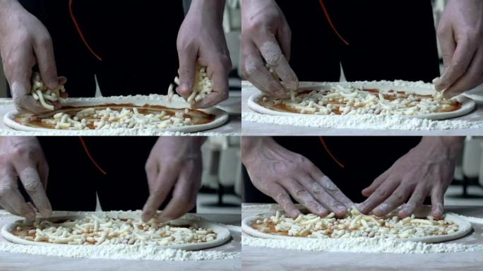 厨师制作披萨