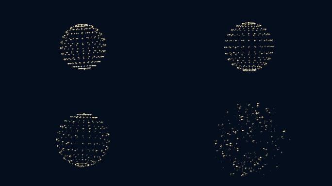 三维球体形状的粒子移动和旋转