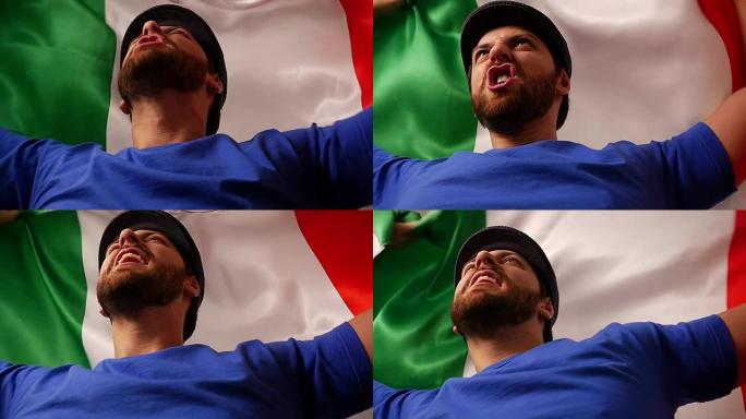 意大利球迷用意大利国旗庆祝