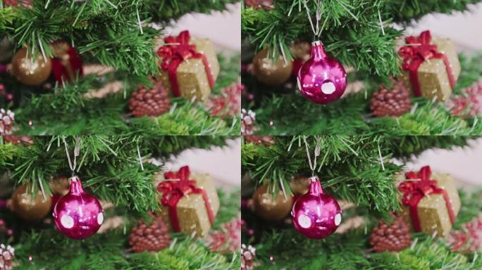 圣诞树紫色球装饰