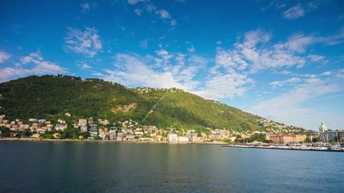 意大利夏日科莫湖山湾城市全景4k延时