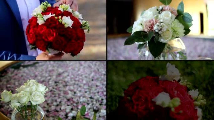 美丽的花朵和花瓣照片-多屏幕