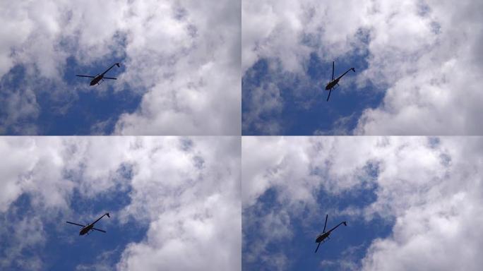 飞行直升机逆天和云。底视图