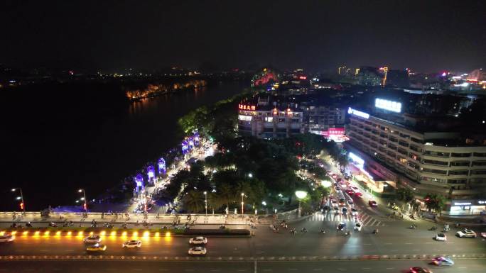 广西桂林城市夜景灯光交通航拍 (55)
