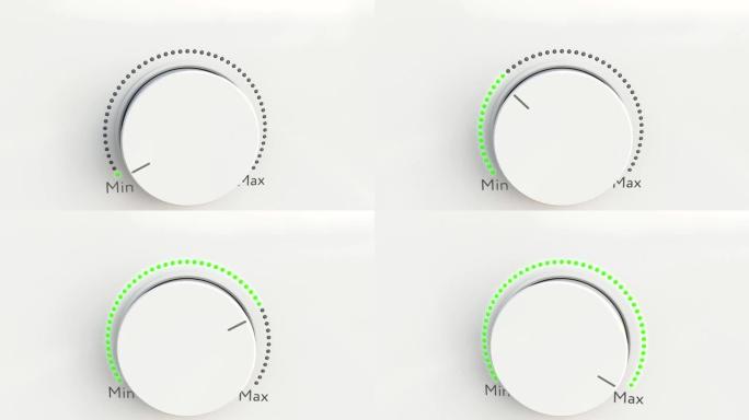 将白色高科技旋钮从最小变为最大。概念全高清剪辑