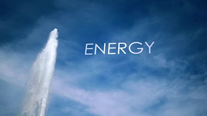 带有隐喻文字的电影间歇泉对抗蓝天-能量