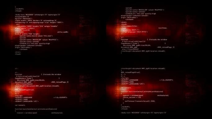 计算机代码滚动红色