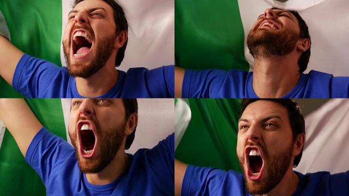 意大利球迷用意大利国旗庆祝