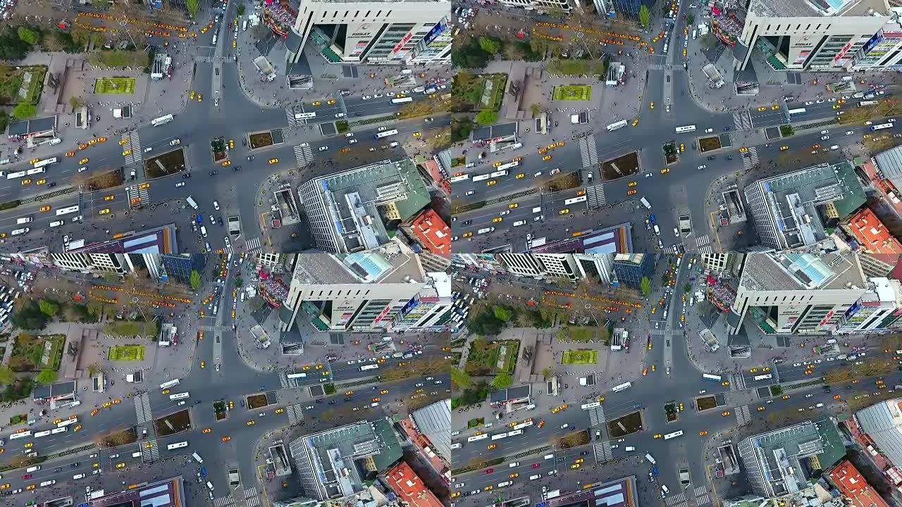 安卡拉中心的交通鸟瞰图