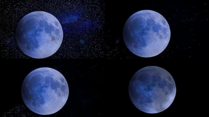 蓝月亮与星星和云彩视频延时