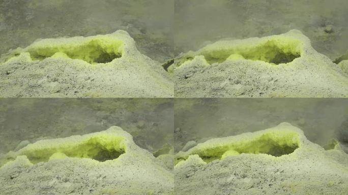 硫磺喷气孔，堪察加穆特诺夫斯基火山火山口