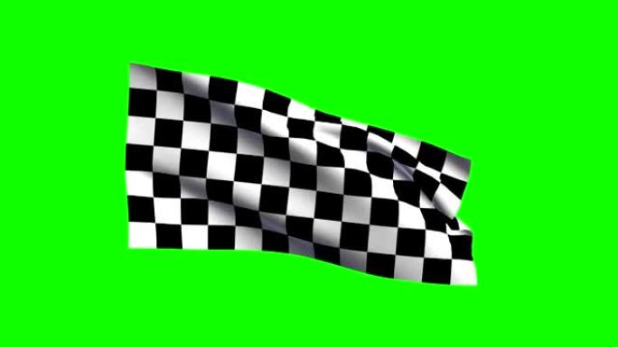 赛车方格旗飘扬，绿屏