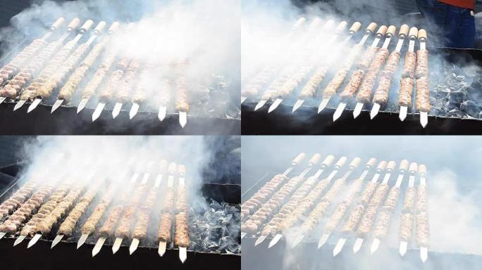 火盆上烤肉串的制备技术。