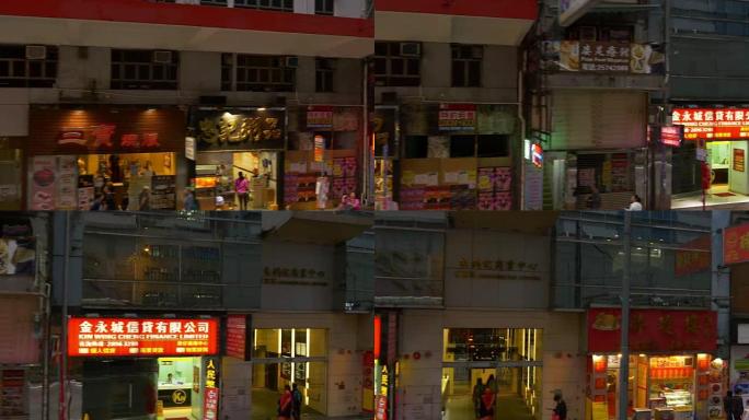 香港城市晚间电车交通街公路旅行侧全景4k中国